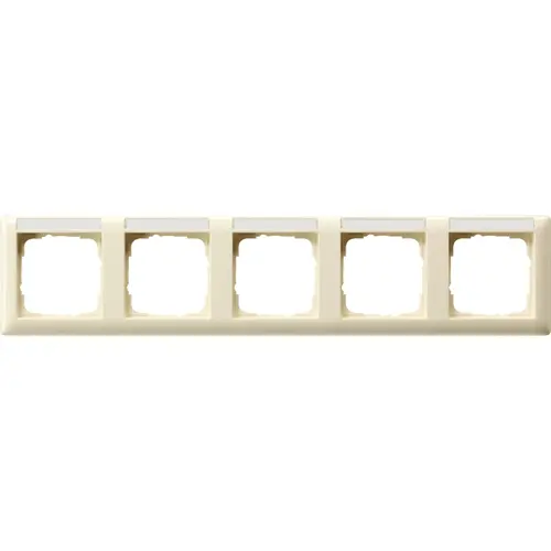 Gira 109501 afdekraam 5-voudig horizontaal met tekstkader Standaard 55 creme glans