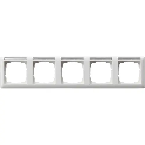Gira 109503 afdekraam 5-voudig horizontaal met tekstkader Standaard 55 wit glans