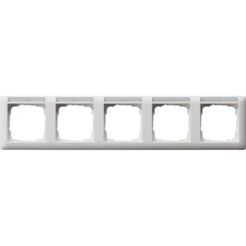 Gira 109527 afdekraam 5-voudig horizontaal met tekstkader Standaard 55 wit mat