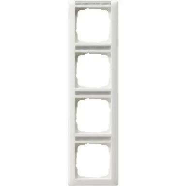 Gira 111403 afdekraam 4-voudig verticaal met tekstkader Standaard 55 wit glans