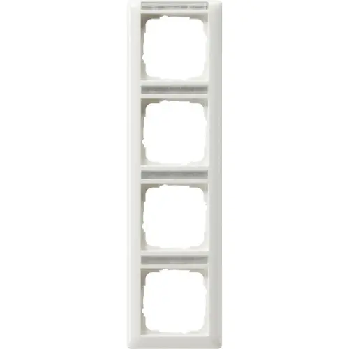 Gira 111403 afdekraam 4-voudig verticaal met tekstkader Standaard 55 wit glans