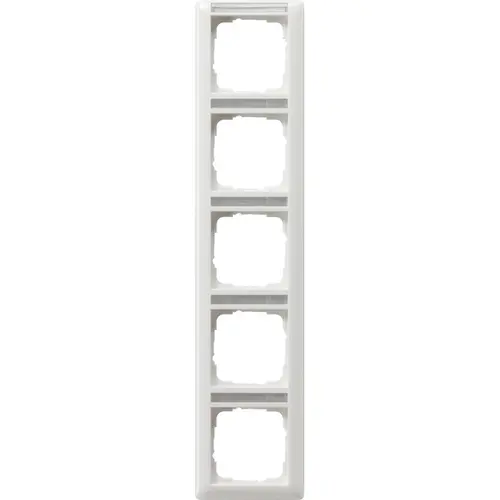 Gira 111503 afdekraam 5-voudig verticaal met tekstkader Standaard 55 wit glans
