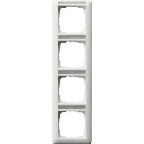 Gira 111427 afdekraam 4-voudig verticaal met tekstkader Standaard 55 wit mat