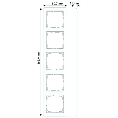 Gira 111527 afdekraam 5-voudig verticaal tekstkader Standaard 55 wit mat