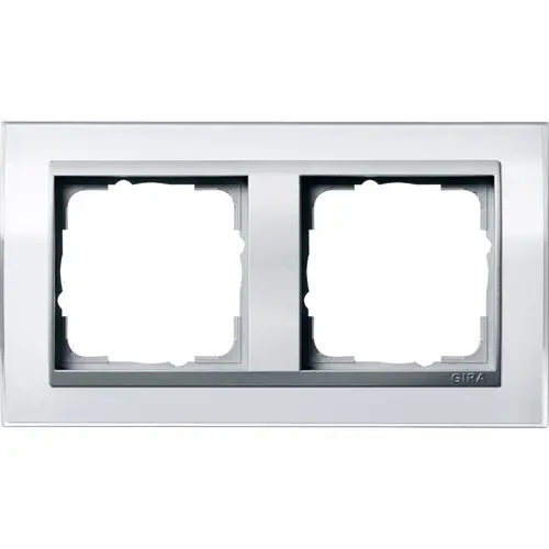 Gira 0212726 afdekraam 2-voudig Event Clear wit glans/aluminium mat