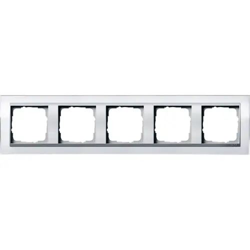 Gira 0215726 afdekraam 5-voudig Event Clear wit glans/aluminium mat