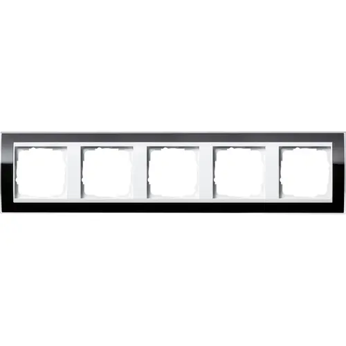 Gira 0215733 afdekraam 5-voudig Event Clear zwart glans/wit glans