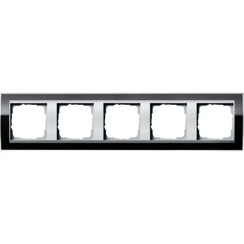 Gira 0215736 afdekraam 5-voudig Event Clear zwart glans/aluminium mat