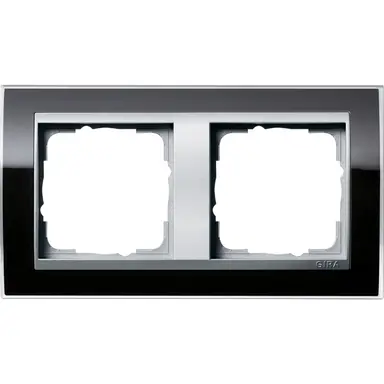 Gira 0212736 afdekraam 2-voudig Event Clear zwart glans/aluminium mat