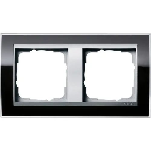 Gira 0212736 afdekraam 2-voudig Event Clear zwart glans/aluminium mat