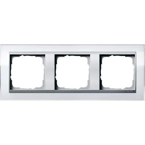 Gira 0213726 afdekraam 3-voudig Event Clear wit glans/aluminium mat