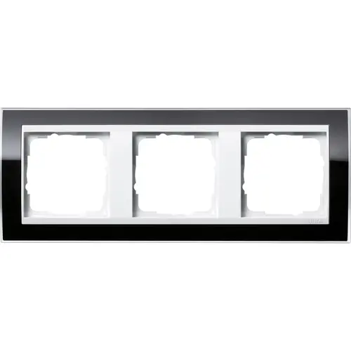 Gira 0213733 afdekraam 3-voudig Event Clear zwart glans/wit glans
