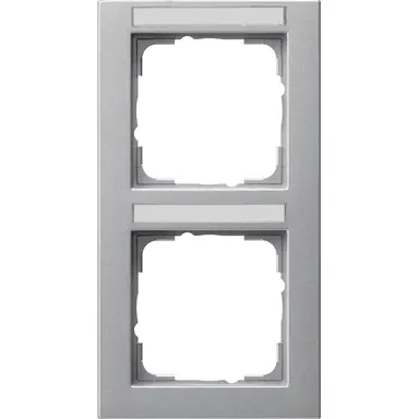 Gira 110225 afdekraam 2-voudig verticaal tekstkader E2 aluminium mat