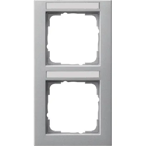 Gira 110225 afdekraam 2-voudig verticaal tekstkader E2 aluminium mat