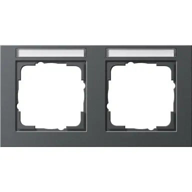 Gira 109223 afdekraam 2-voudig horizontaal tekstkader E2 antraciet mat