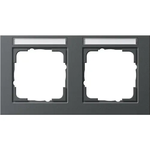 Gira 109223 afdekraam 2-voudig horizontaal tekstkader E2 antraciet mat