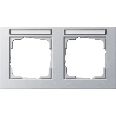 Gira 109225 afdekraam 2-voudig horizontaal tekstkader E2 aluminium mat
