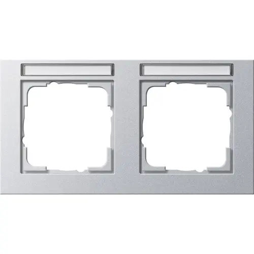 Gira 109225 afdekraam 2-voudig horizontaal tekstkader E2 aluminium mat