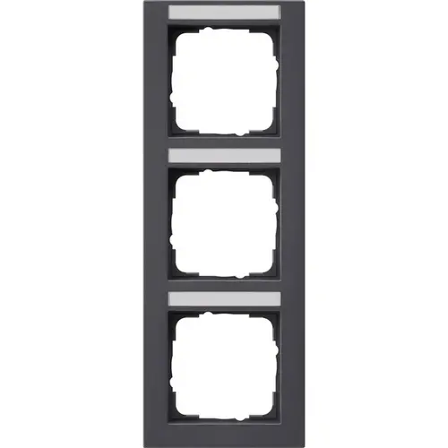 Gira 110323 afdekraam 3-voudig verticaal tekstkader E2 antraciet mat