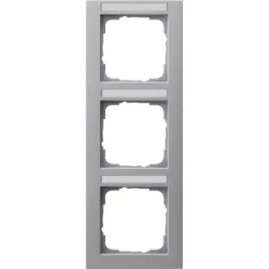 Gira 110325 afdekraam 3-voudig verticaal tekstkader E2 aluminium mat