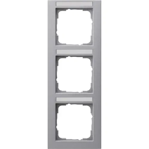 Gira 110325 afdekraam 3-voudig verticaal tekstkader E2 aluminium mat