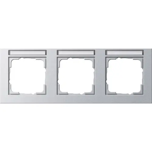 Gira 109325 afdekraam 3-voudig horizontaal tekstkader E2 aluminium mat