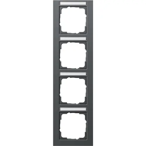 Gira 111423 afdekraam 4-voudig verticaal tekstkader E2 antraciet mat