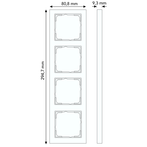 Gira 111423 afdekraam 4-voudig verticaal tekstkader E2 antraciet mat