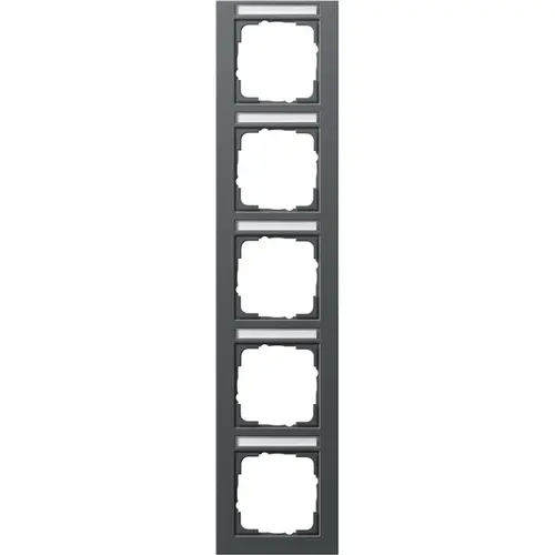 Gira 111523 afdekraam 5-voudig verticaal tekstkader E2 antraciet mat