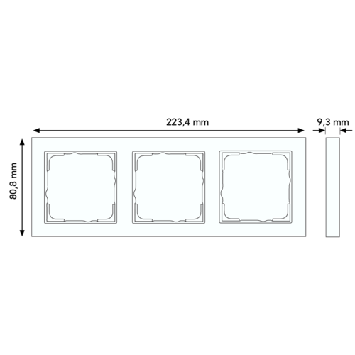 Gira 109329 afdekraam 3-voudig horizontaal tekstkader E2 wit glans