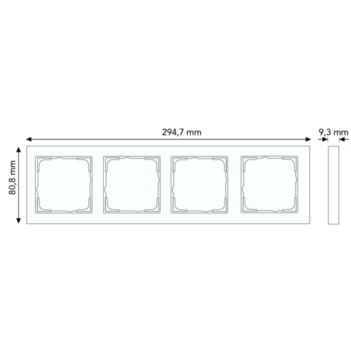 Gira 109429 afdekraam 4-voudig horizontaal tekstkader E2 wit glans