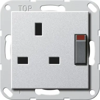 Gira 277826 wandcontactdoos British Standard verhoogde aanraakbeveiliging 13/250 s aluSysteem 55