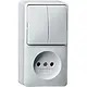 Gira 047512 combinatie serieschakelaar/wandcontactdoos zonder randaarde excl. montageplaat opbouw creme