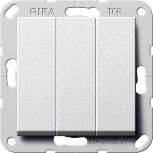 Gira 283026 1-polige schakelaar 3-voudig Systeem 55 aluminium mat