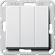 Gira 283026 1-polige schakelaar 3-voudig Systeem 55 aluminium mat