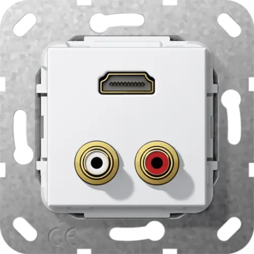 Gira 567303 basiselement cinch audio en HDMI koppeling wit glans