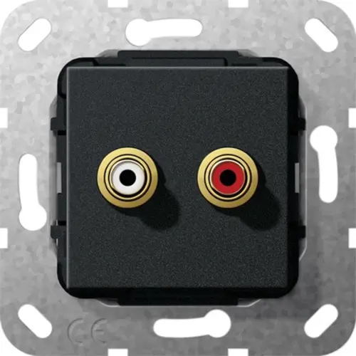 Gira 563210 basiselement cinch audio soldeeraansluiting zwart mat