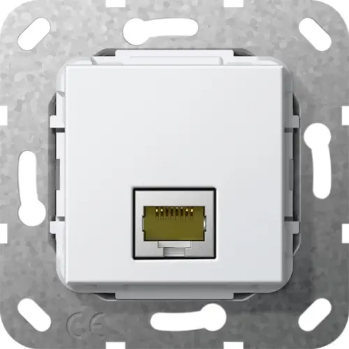 Gira 569603 basiselement modular jack RJ45 cat.6A snijklemtechniek wit glans