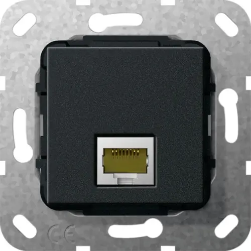 Gira 569610 basiselement modular jack RJ45 cat.6A snijklemtechniek zwart mat