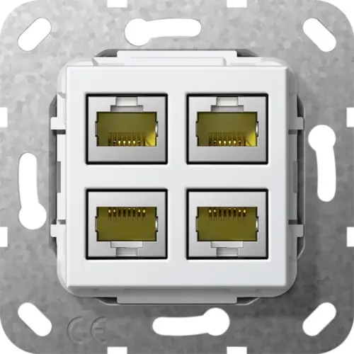 Gira 569903 basiselement 4x RJ45 cat.6A 10GB Ethernet wit glans