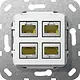 Gira 569903 basiselement 4x RJ45 cat.6A 10GB Ethernet wit glans