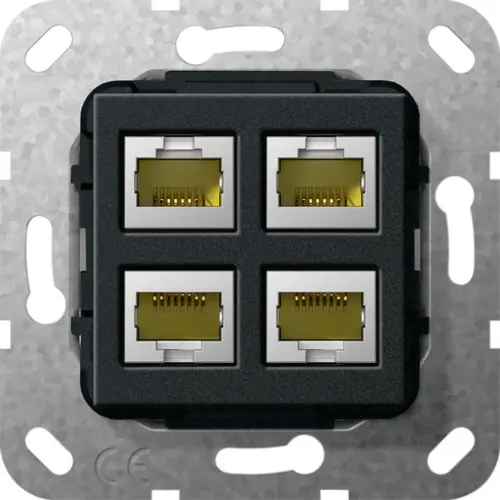 Gira 569910 basiselement 4x RJ45 cat.6A 10GB Ethernet zwart mat