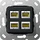 Gira 569910 basiselement 4x RJ45 cat.6A 10GB Ethernet zwart mat
