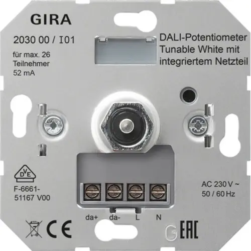 Gira 203000 DALI potentiometer Tunable White met geintegreerde netvoeding