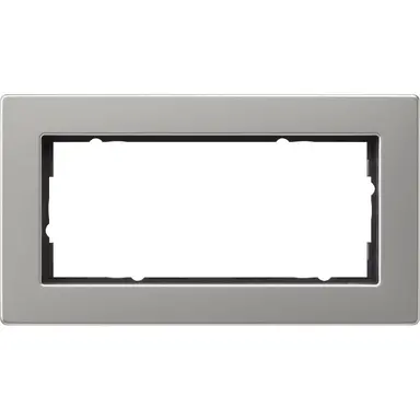 Gira 1002335 afdekraam 2-voudig zonder middenstijl E2 vlak edelstaal