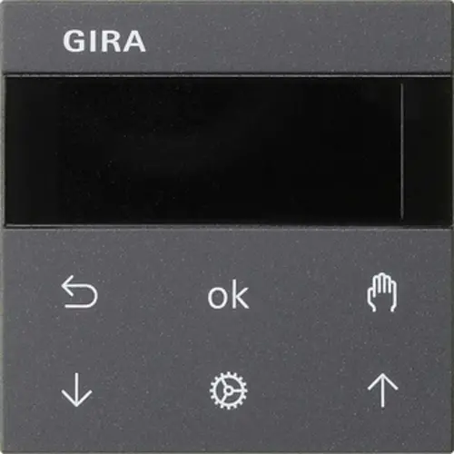 Gira 536628 Systeem 3000 jaloezie- en schakelklok knop met display Systeem 55 antraciet mat