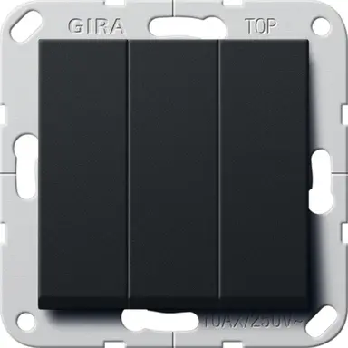 Gira 2830005 1-polige schakelaar 3-voudig Systeem 55 zwart mat