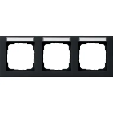 Gira 109309 afdekraam 3-voudig horizontaal tekstkader E2 zwart mat