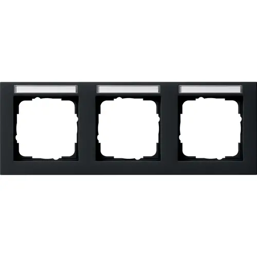 Gira 109309 afdekraam 3-voudig horizontaal tekstkader E2 zwart mat