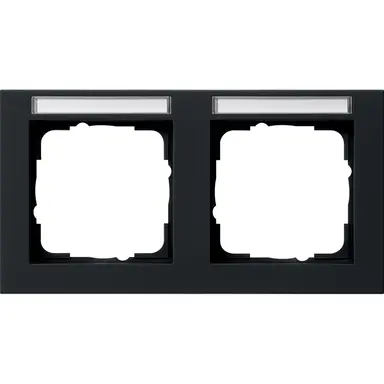Gira 109209 afdekraam 2-voudig horizontaal tekstkader E2 zwart mat